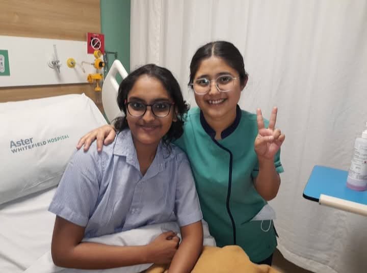 Rupsha Chatterjee with her nurse at the hospital
